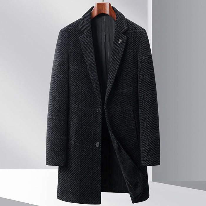 Men's Diagonal Stripe Coat Notch Lapel Open Front