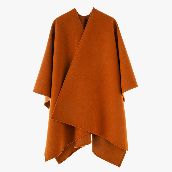 Women's Asymmetric Wrap Cape with Draped V-Neck