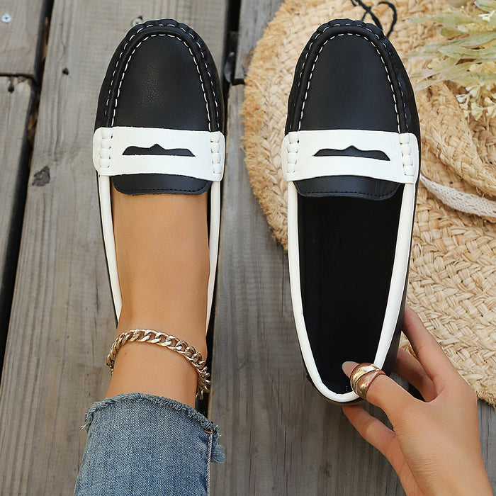Women's Penny Loafers with Moc Toe Stitching and Slip-On Fit