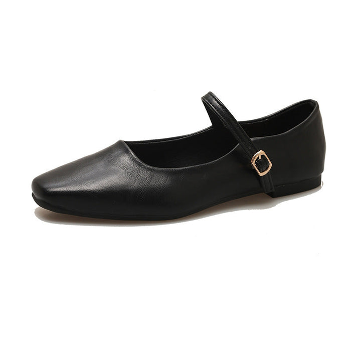 Women's Square Toe Mary Jane Flats Adjustable Strap