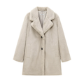 Women's Notch Collar Teddy Coat Button Front