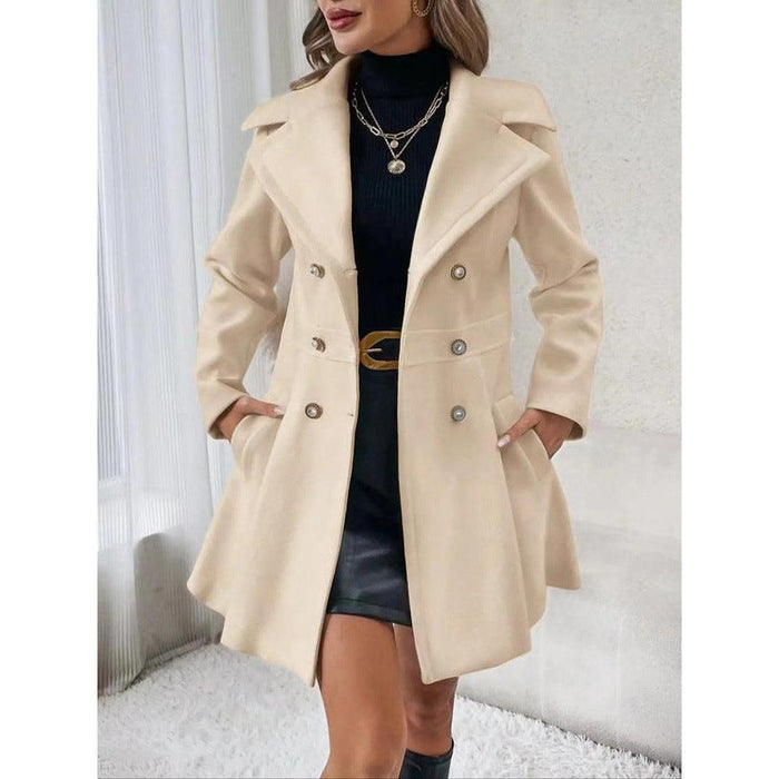 Women's Double-Breasted Trench Coat with Notched Lapels