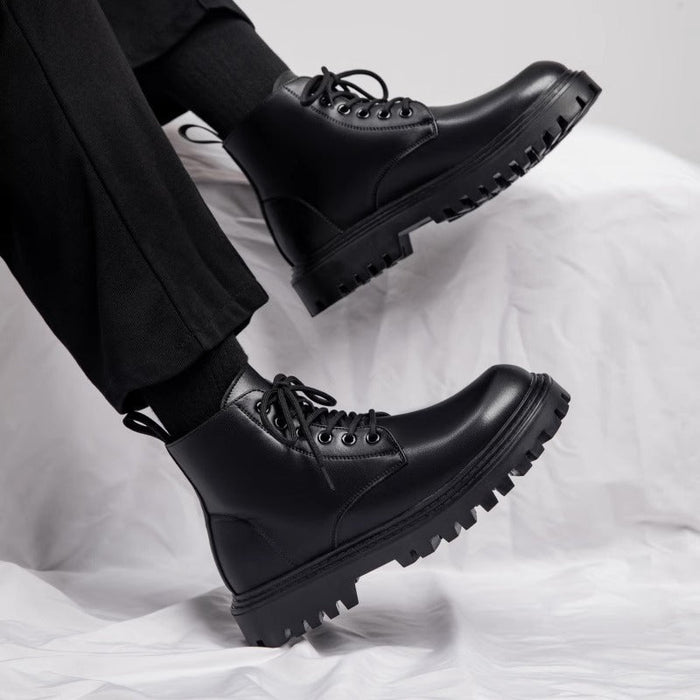 Men's Lace-Up Combat Boots with Chunky Sole