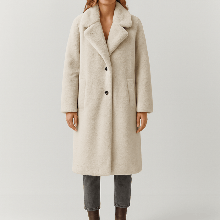 Women's Notch Collar Teddy Coat Button Front