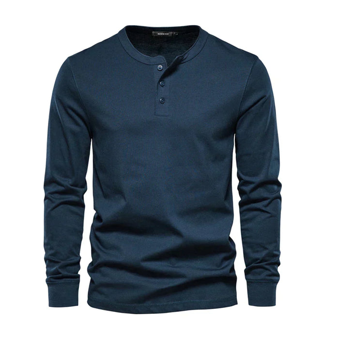 Men's Henley Shirt Long Sleeve with Button Placket