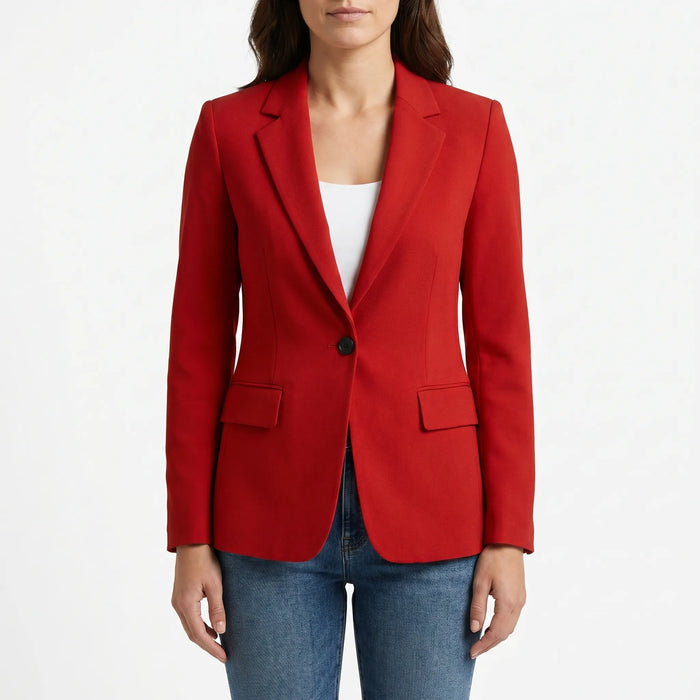 Women's Single-Button Tailored Blazer Notched Lapel