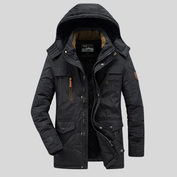 Men's Hooded Parka Jacket with Fleece Lining