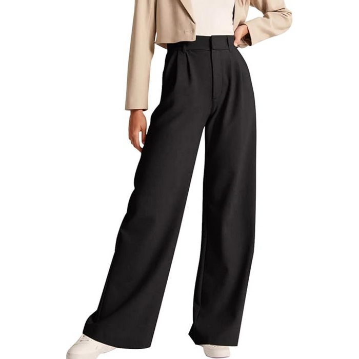Women's High-Waisted Wide-Leg Trousers with Pockets