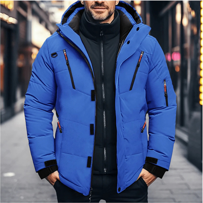 Men's Insulated Hooded Winter Jacket with Zip Pockets