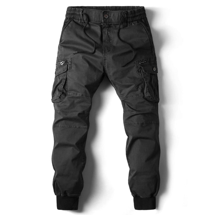 Men's Cargo Pants with Utility Pockets and Elastic Cuffs