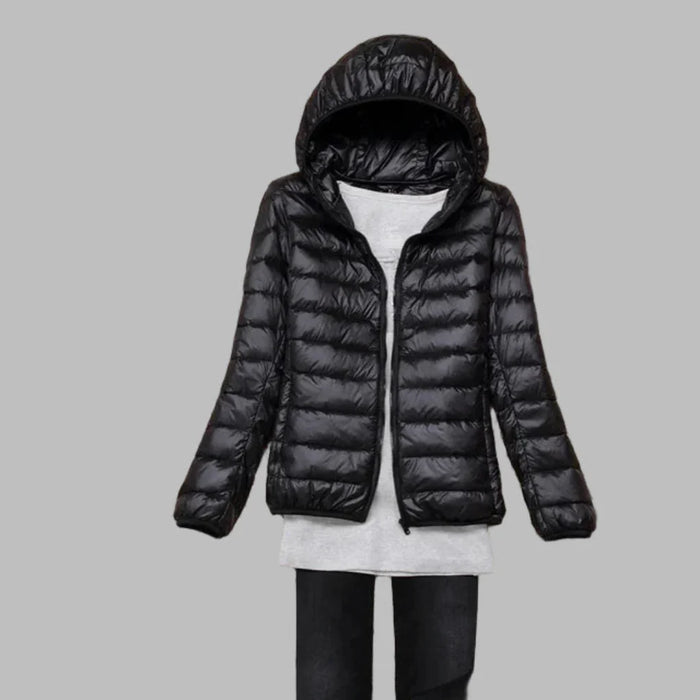 Women's Packable Quilted Down Jacket with Adjustable Hood