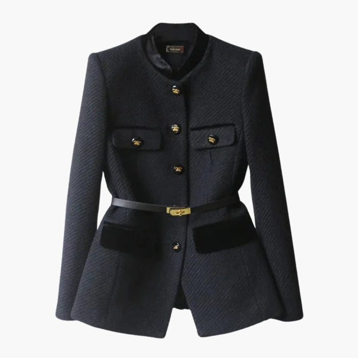 Women’s Blazer with Textured Surface and Belted Waist
