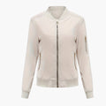Women’s Bomber Jacket with Baseball Collar and Zipper Pocket