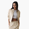 Women’s Bomber Jacket with Front Zip-Ribbed Cuffs and Side Pockets