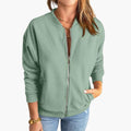 Women’s Bomber Jacket with Front Zipper and Slim Fit