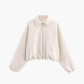 Women's Bomber Jacket with Lapel Design