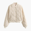Women’s Bomber Jacket with Quilted Panels and Elastic Waist