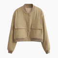 Women’s Bomber Jacket with Snap Buttons and Pockets