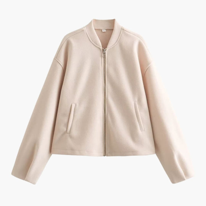 Women’s Bomber Jacket with Zip Front and Side Pockets