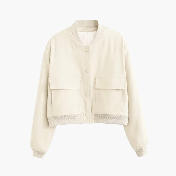 Women’s Bomber Jacket with Zipper and Elastic Cuffs