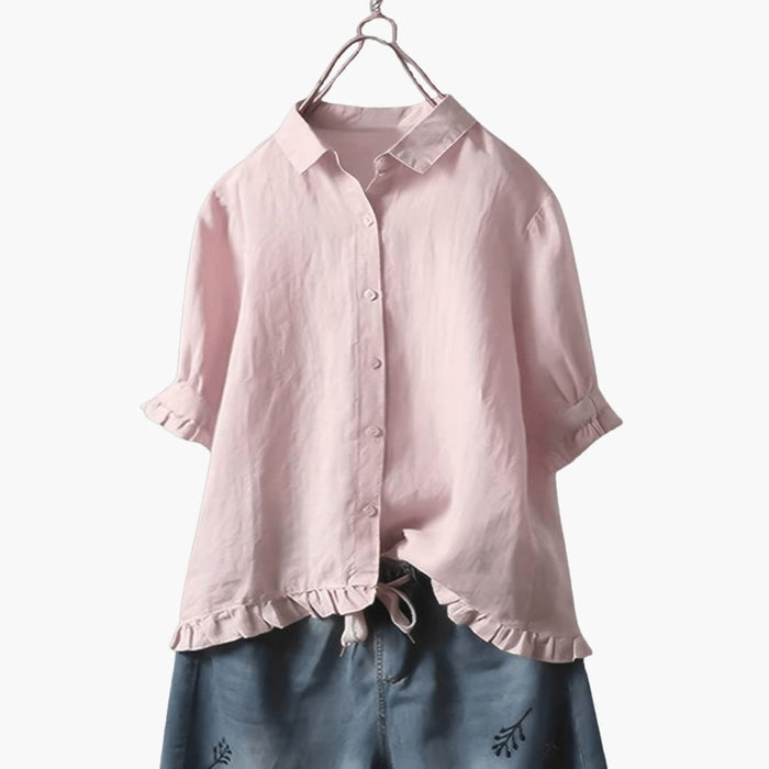 Women’s Blouse with Collared Neckline and Button Closure