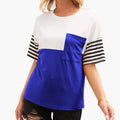 Women’s Contrast Stripe Sleeve T-Shirt with Chest Patch Pocket