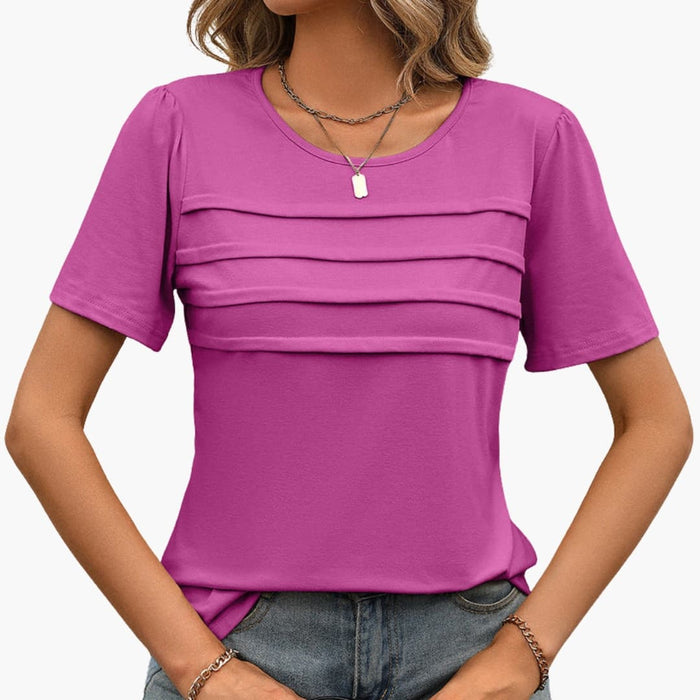 Women’s Crew Neck Layered Front Short Sleeve T-Shirt