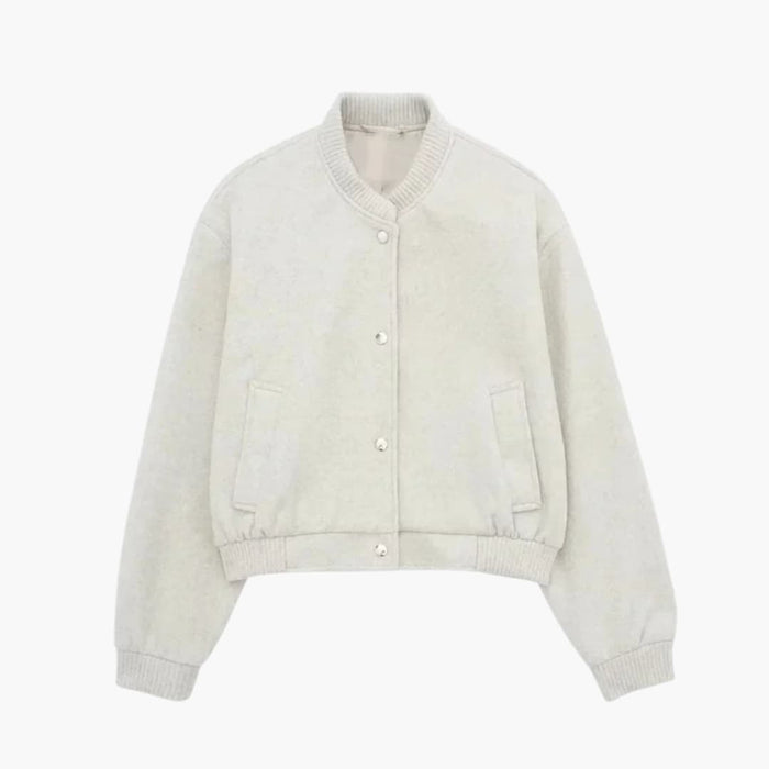 Women's Cropped Bomber Jacket with Relaxed Fit and Cozy Warmth
