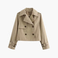 Women’s Cropped Trench Coat with Double Buttons