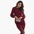 Women’s Dress with Long Sleeves and Textured Sleeves