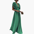 Women’s Dress with Simple Neckline and Woven Surface