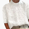 Women’s Embroidered Blouse Stand Collar Long Sleeve Loose Fit Top