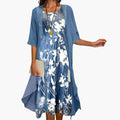 Women’s Floral Long Dress with Cardigan Set