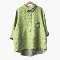Women’s Floral Print Crew Neck Blouse – Short Sleeve Cotton Woven Top