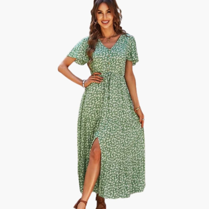 Women’s Floral Print Dress with Long Sleeves