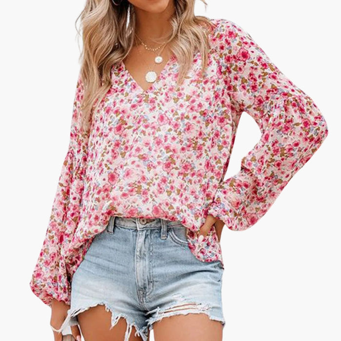 Women’s Floral Print Short Sleeve Blouse