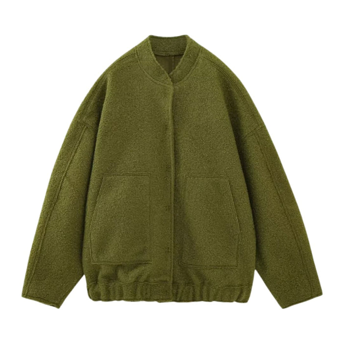 Women’s Front Zip Bomber Jacket with Ribbed Cuffs