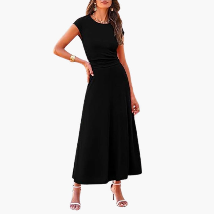 Women’s High Waist Midi Dress with Straight Skirt and Pull - On Design