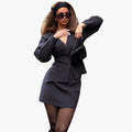 Women’s Knit Two-Piece Skirt Set – Long Sleeve Top and Matching Skirt