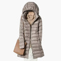 Women’s Long Hooded Parka with Front Closure