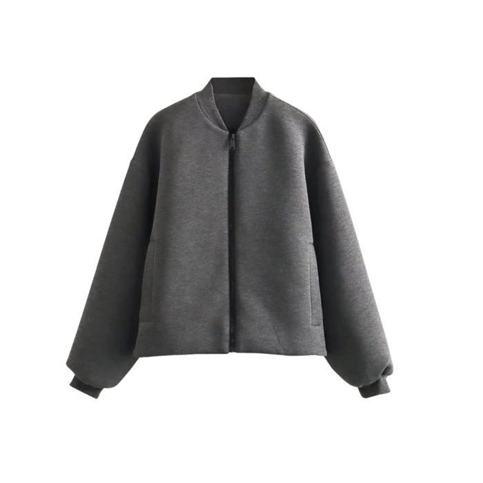 Women’s Long Sleeve Bomber Jacket with Front Zipper