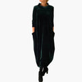 Women’s Long Sleeve Evening Dress with Textured Material and Full-Length Design