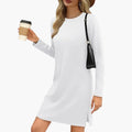 Women’s Long Sleeve Mini Dress with Round Neck and Straight Hem