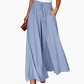 Women's Palazzo Pants with Elastic Waistband and Side Pockets