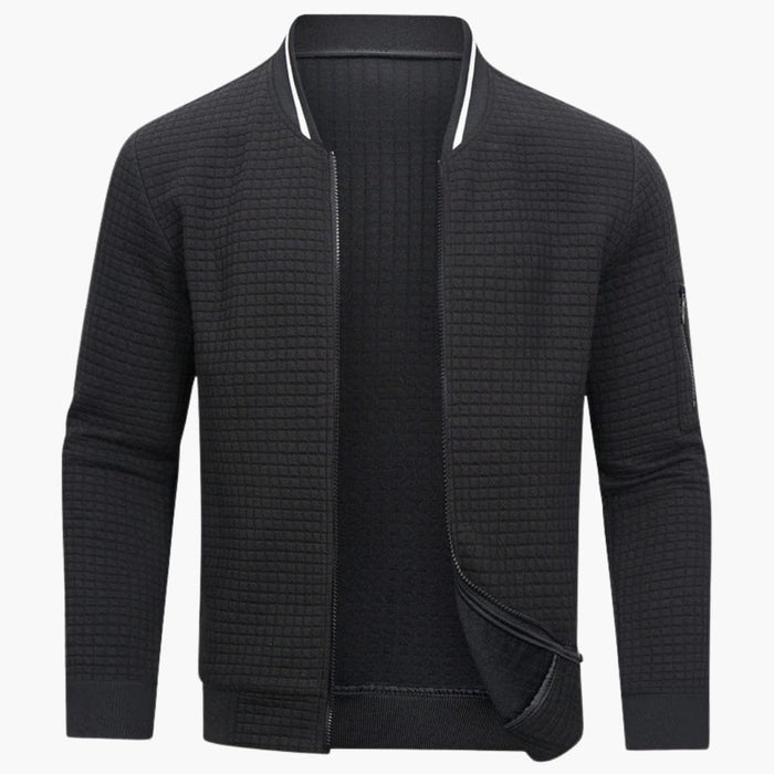 Men’s Plain Woven Bomber Jacket with Long Sleeves