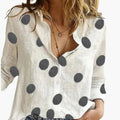 Women’s Polka Dot Print Blouse – Long Sleeve Woven Top