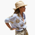 Women’s Printed Blouse with Relaxed Fit and Round Neck