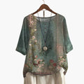 Women’s Printed Button-Down Blouse Long Sleeve Loose Fit Top