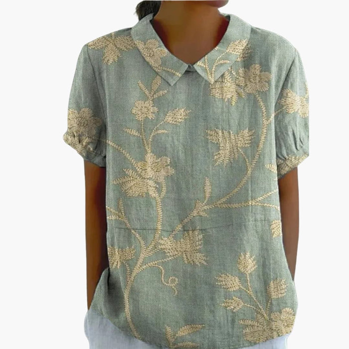 Women’s Printed Button-Down Shirt Long Sleeve Loose Fit Blouse