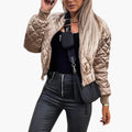 Women’s Quilted Bomber Jacket with Zip and Side Pockets